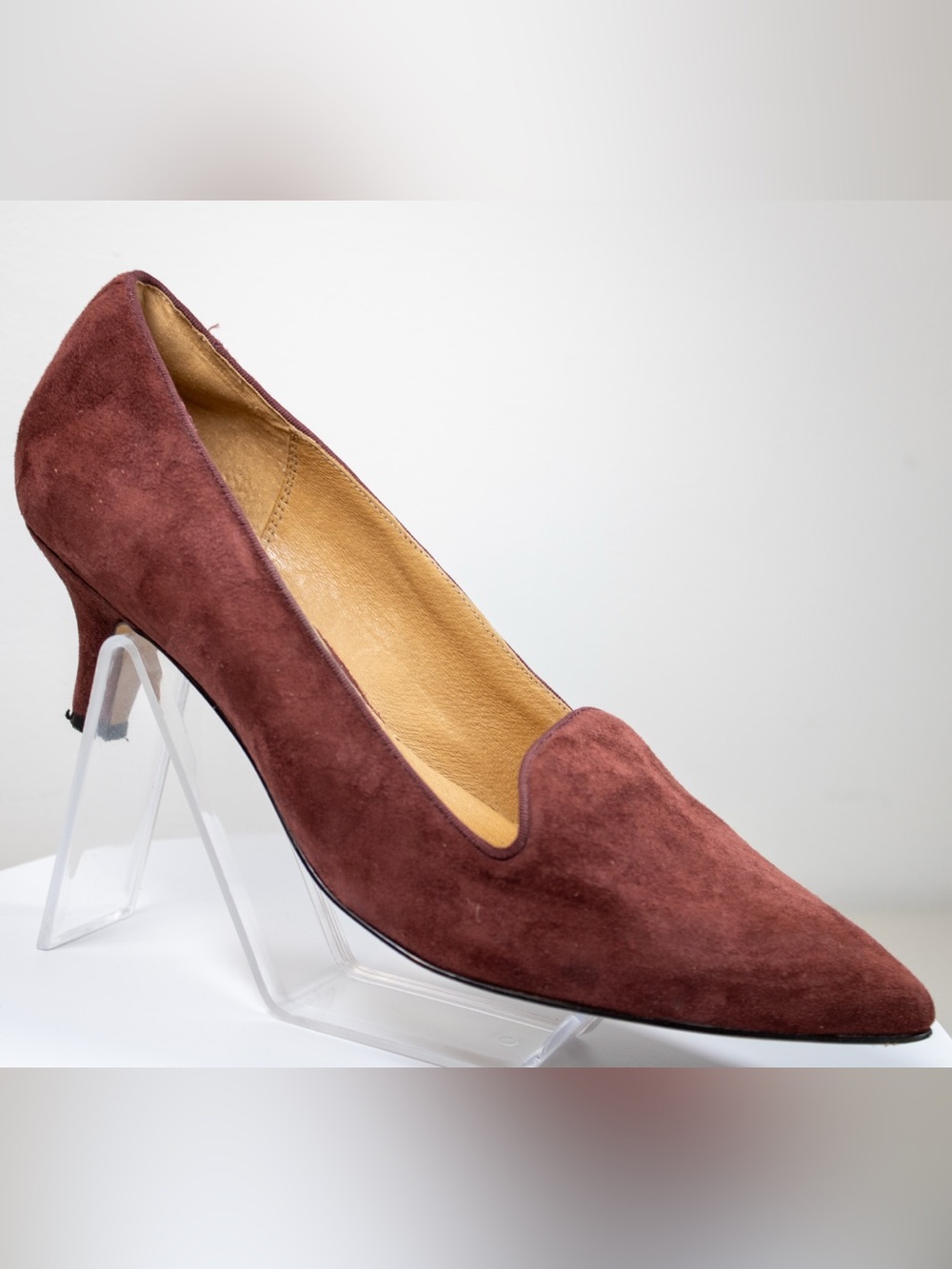 Clarks Indigo Kitten Heel Pointed Suede Pump Deep Burgundy Women's Shoes Size 10